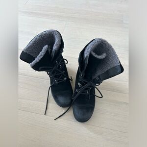 UGG Black Leather Winter Combat Boots
